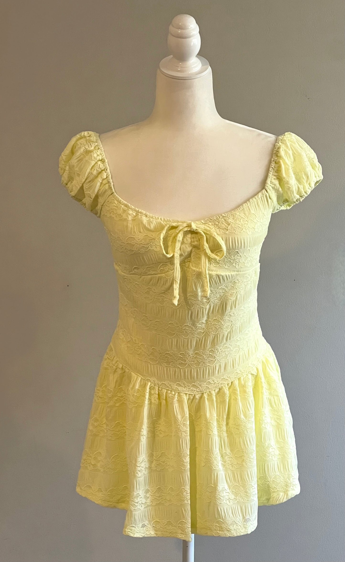 YELLOW LACE MINI DRESS