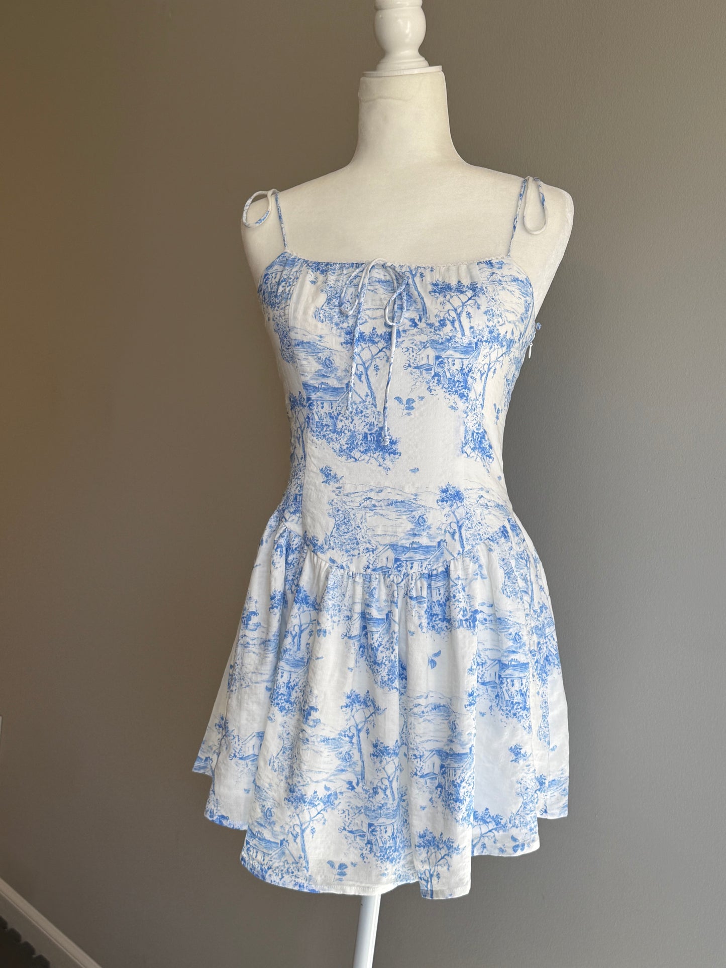 BLUE PRINTED MINI DRESS