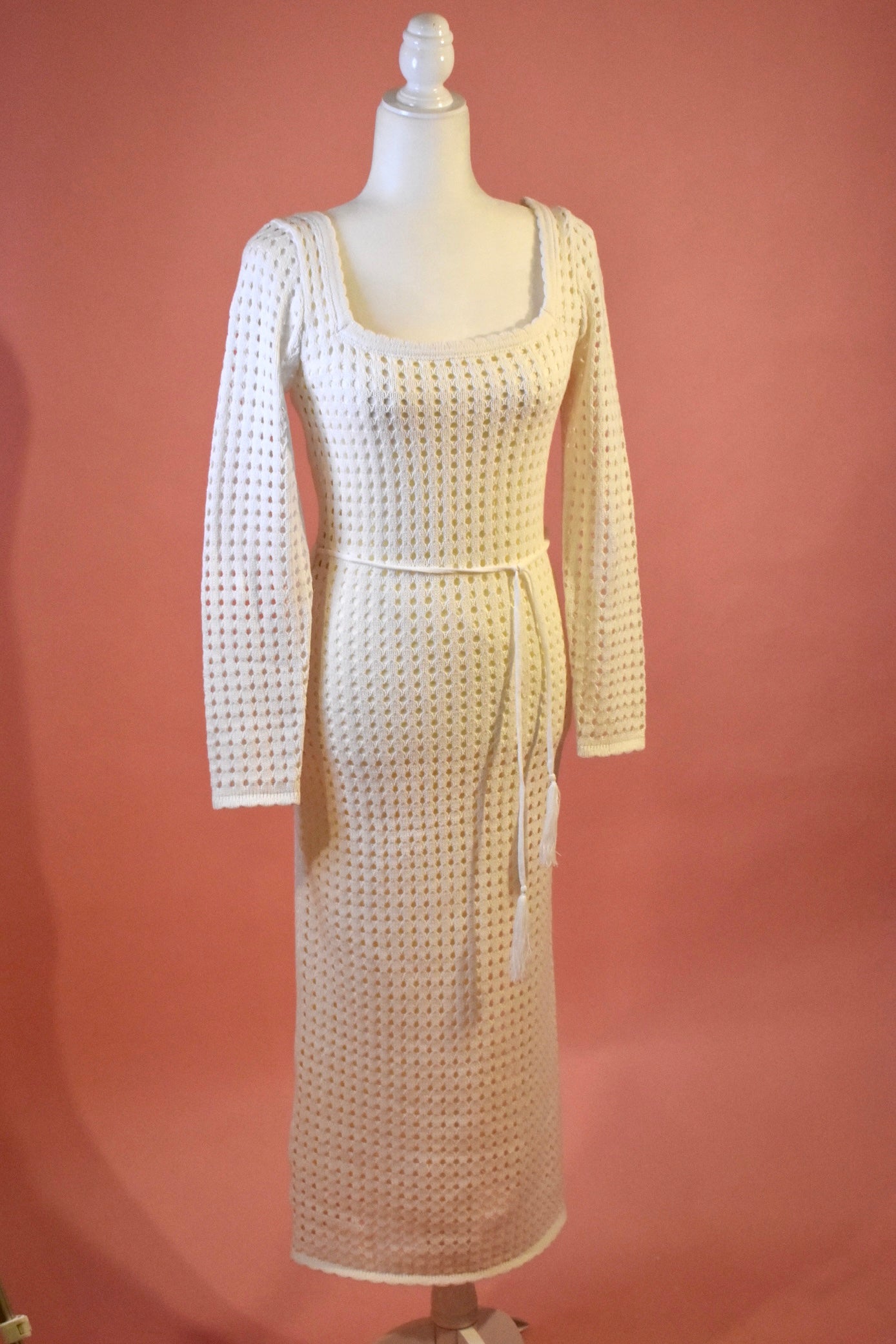 WHITE CROCHET MAXI DRESS