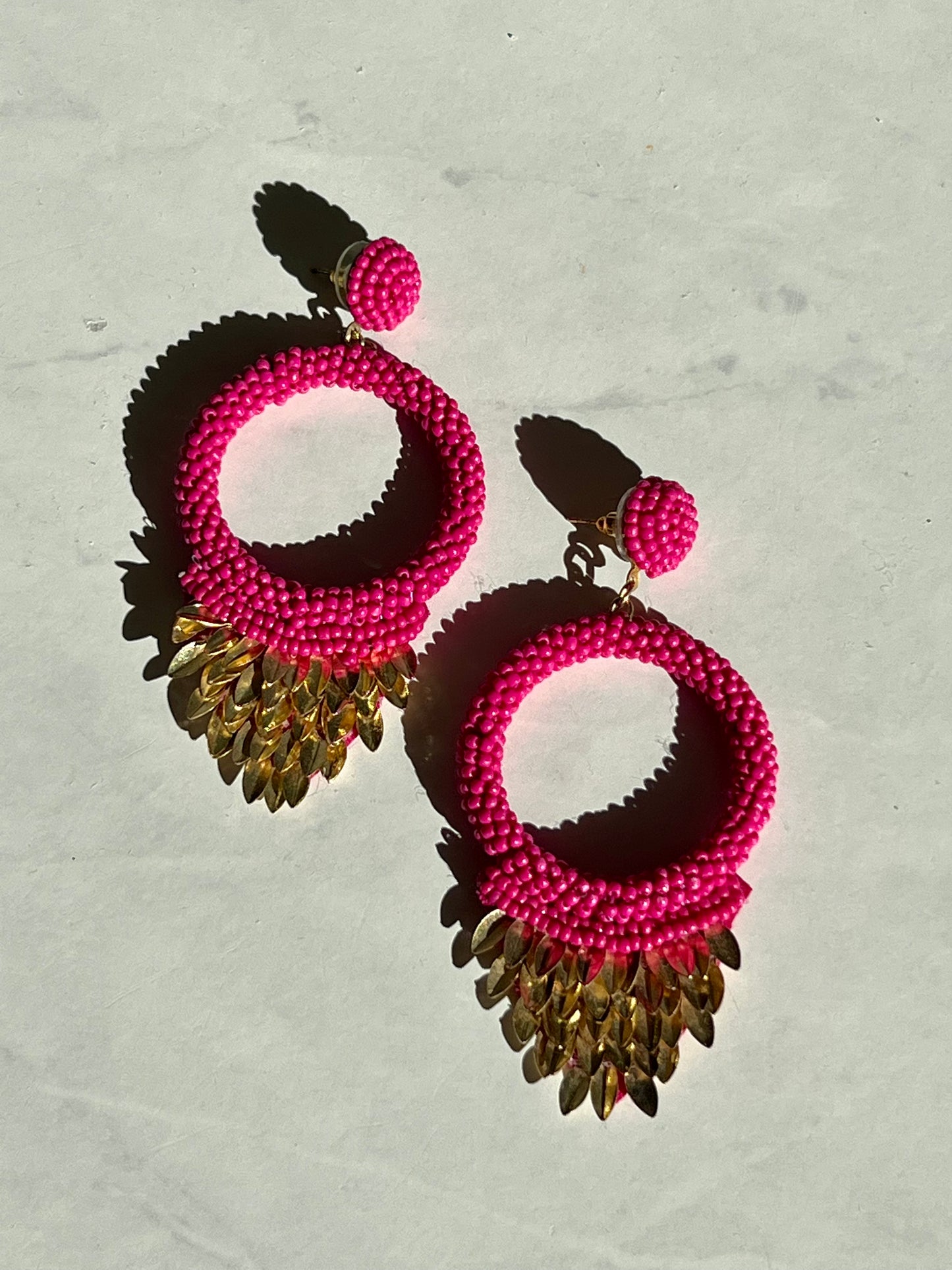 HOT PINK BEADED EARRINGS
