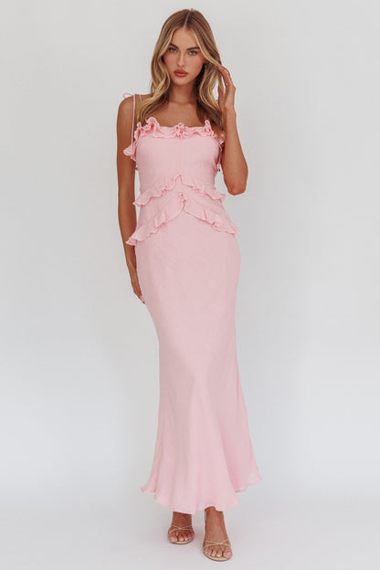 PINK RUFFLE MAXI DRESS