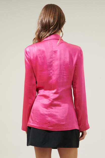 PINK SILK WRAP BLAZER TOP
