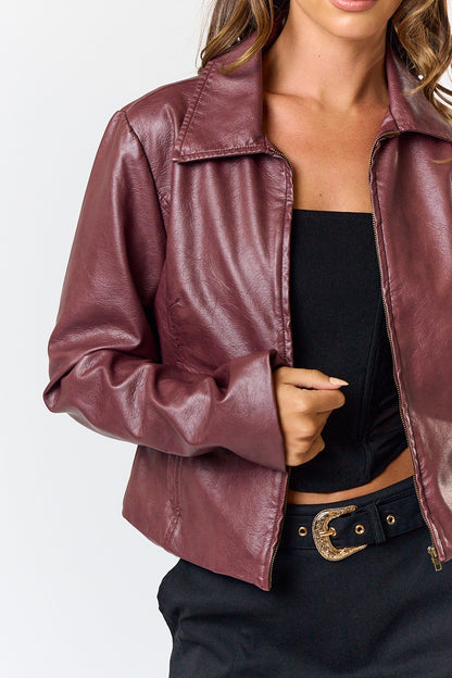 BURGUNDY LEATHER JACKETS