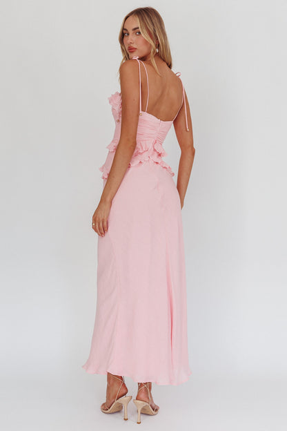 PINK RUFFLE MAXI DRESS