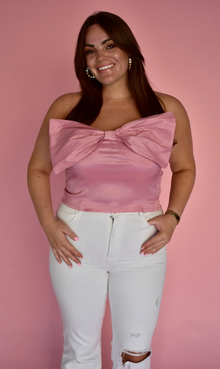 BOW TUBE TOP IN PINK