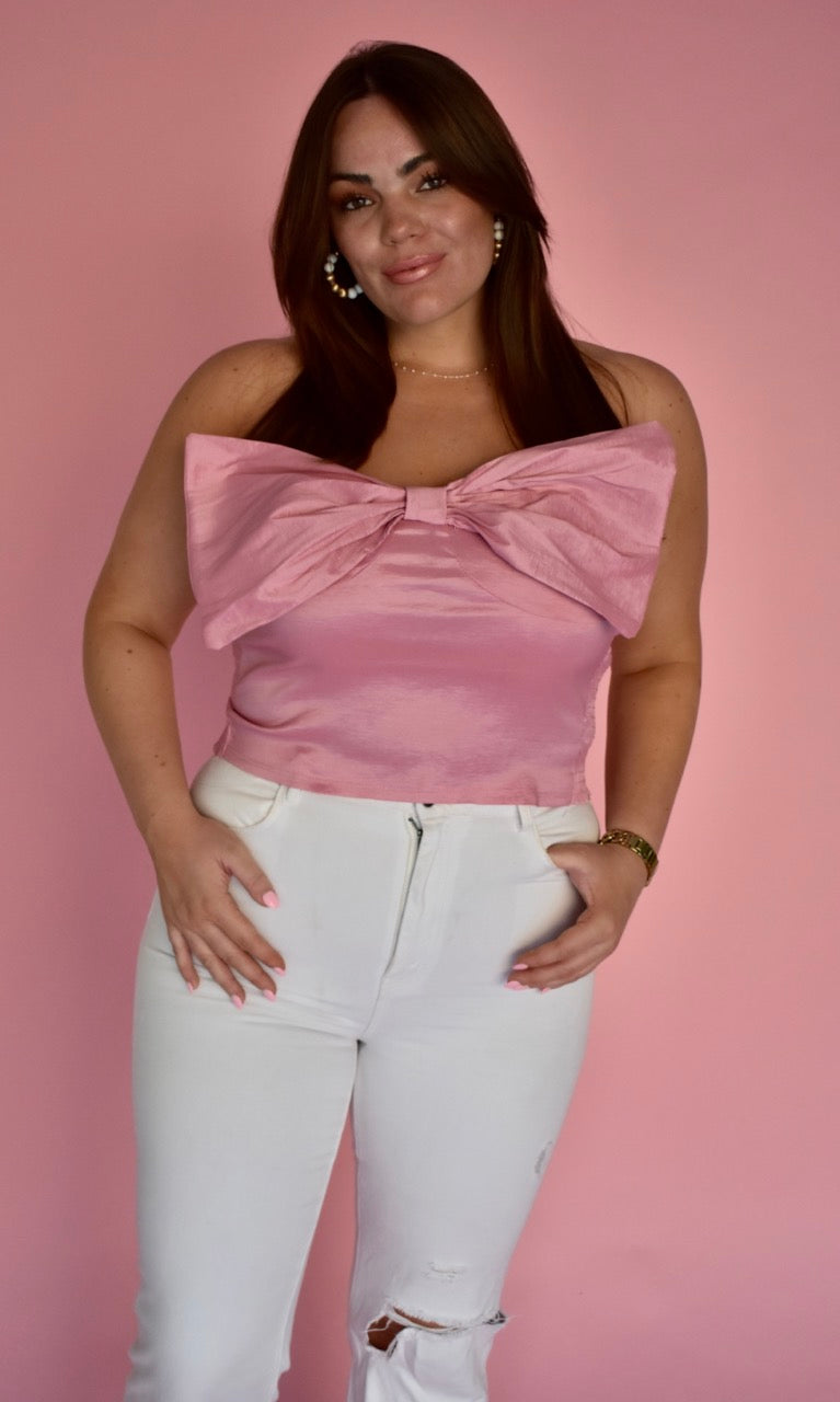 BOW TUBE TOP IN PINK