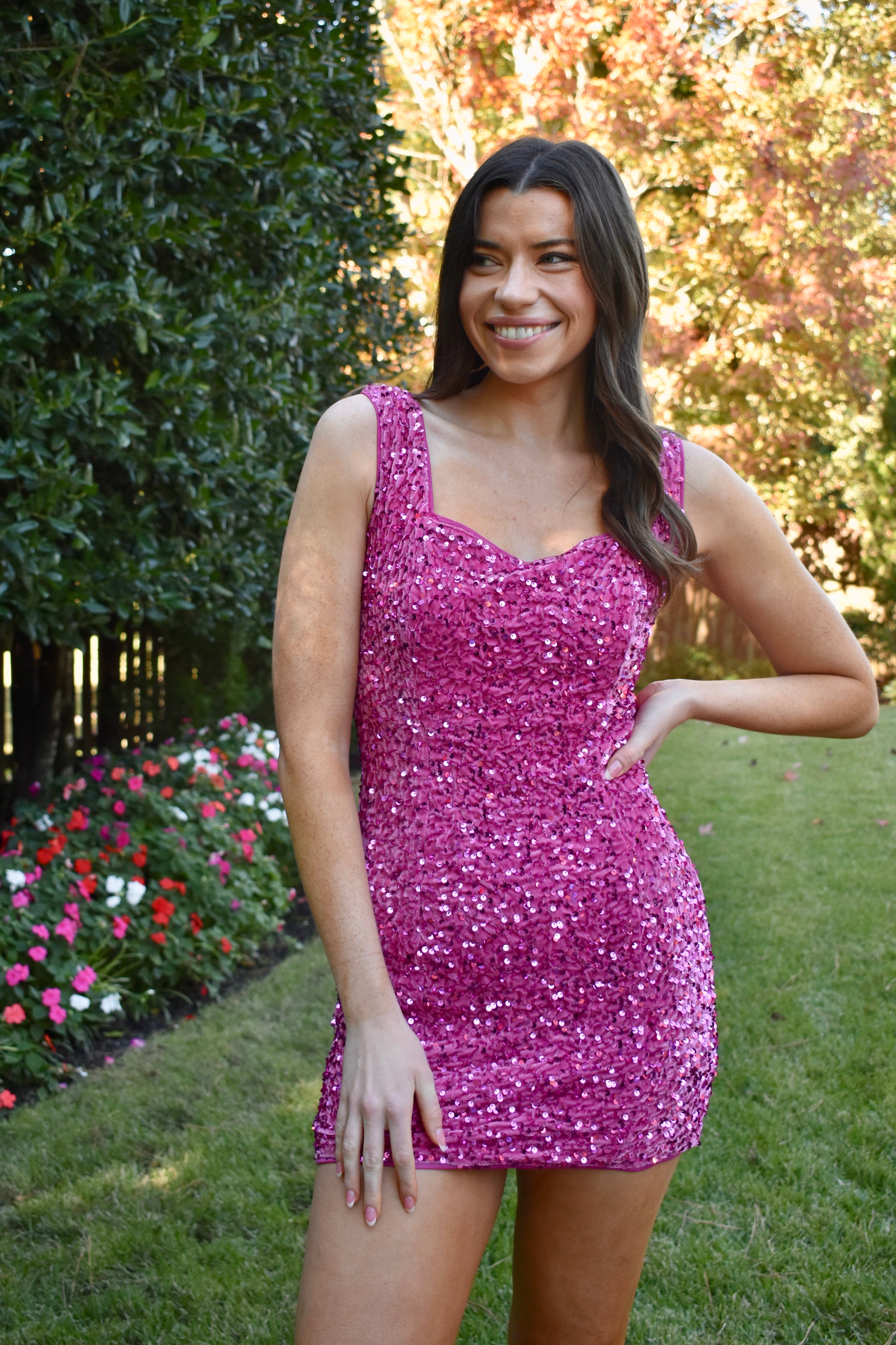 Pink sequin dress clearance short