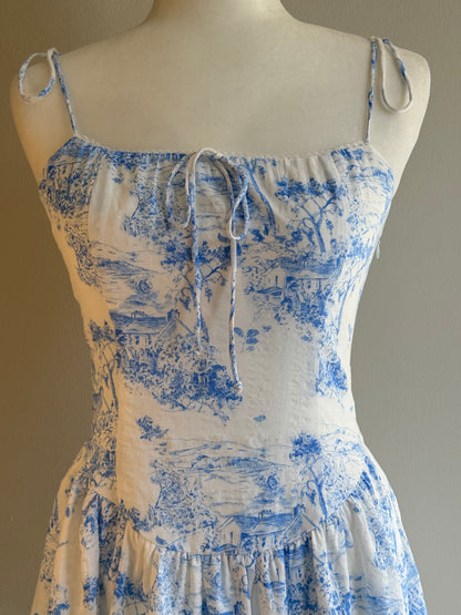 BLUE PRINTED MINI DRESS