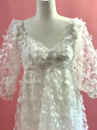 WHITE BUTTERFLY BABYDOLL DRESS