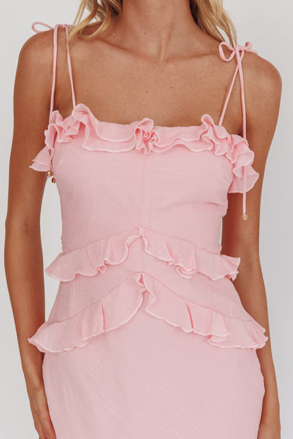 PINK RUFFLE MAXI DRESS