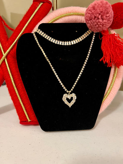 DOUBLE CHAIN HEART NECKLACE