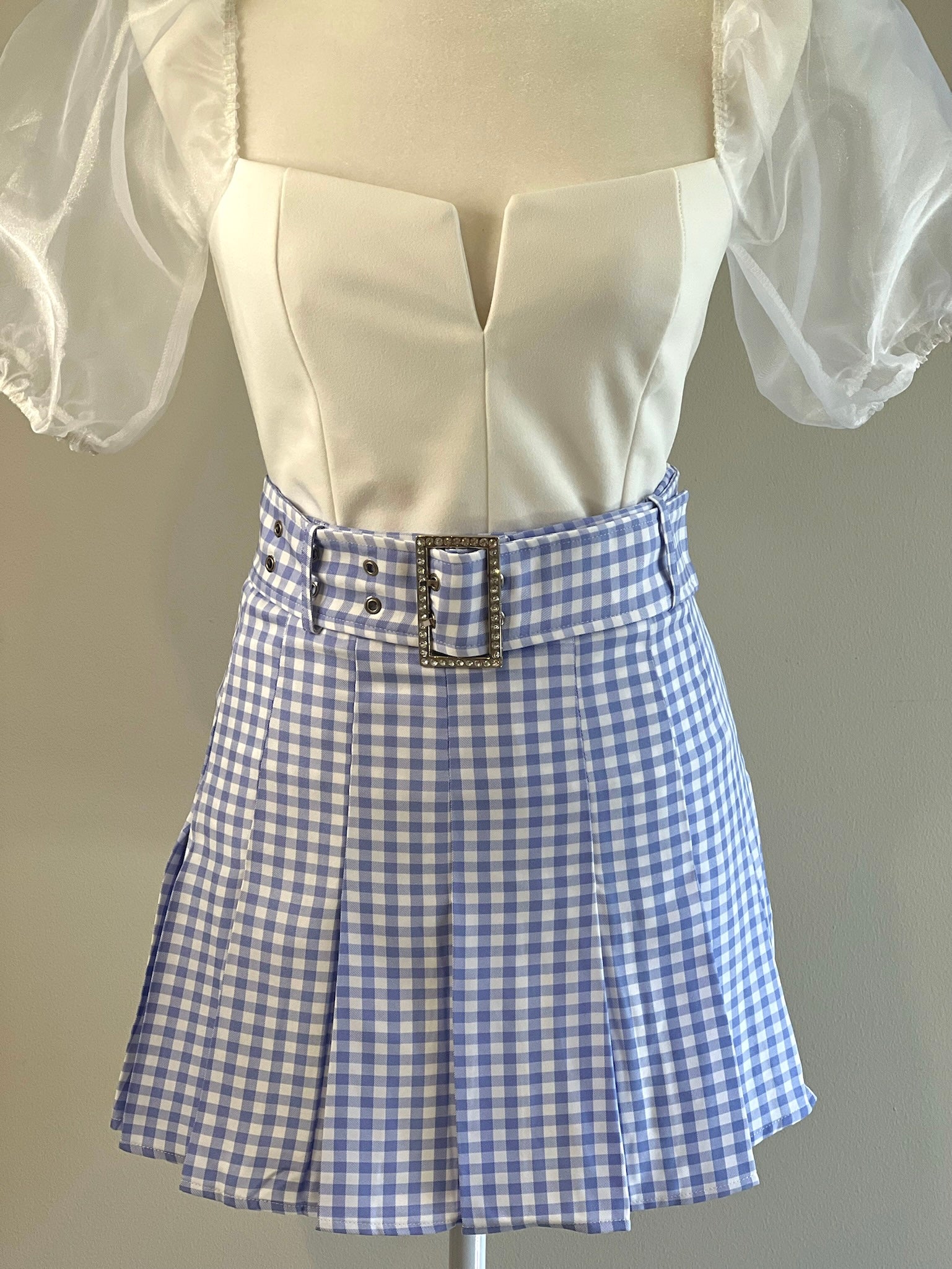 Blue gingham cheap skirt