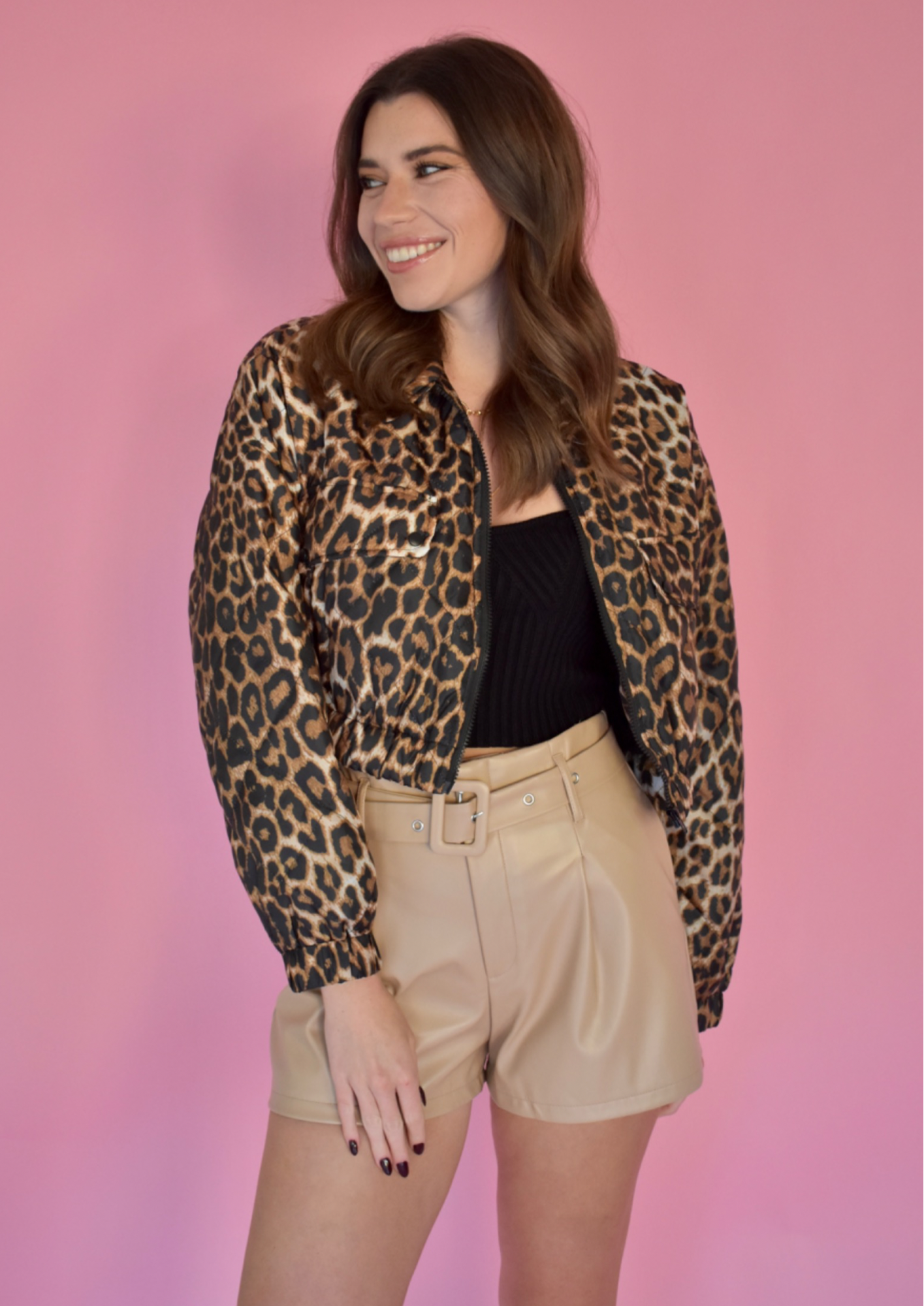 CHEETAH CROPPED PUFFER COAT